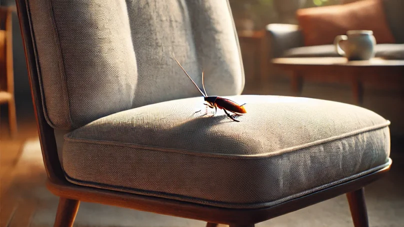 Cockroaches walking on Chair