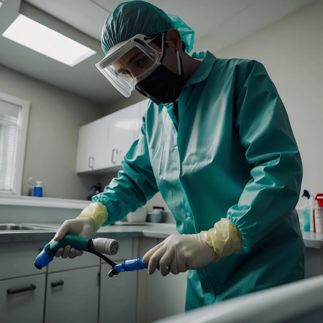 Pest control technician doing In Dental Office